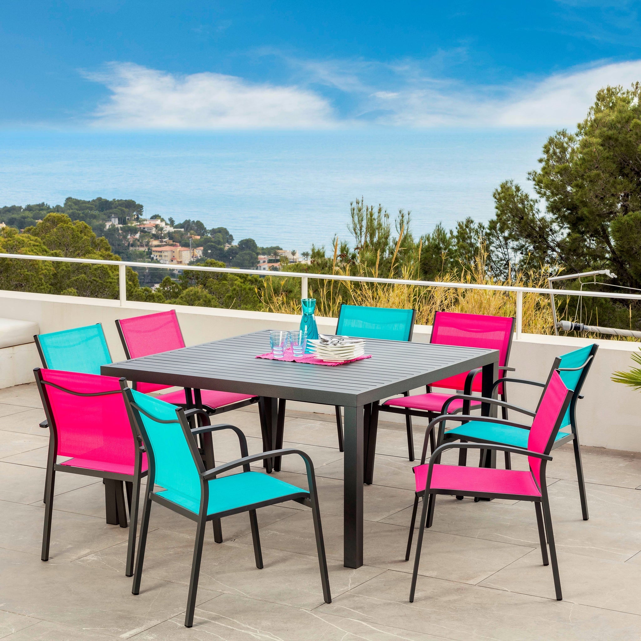 TABLEDEJARDINMURANO136X136GRISANTHRACITE Mobellianova