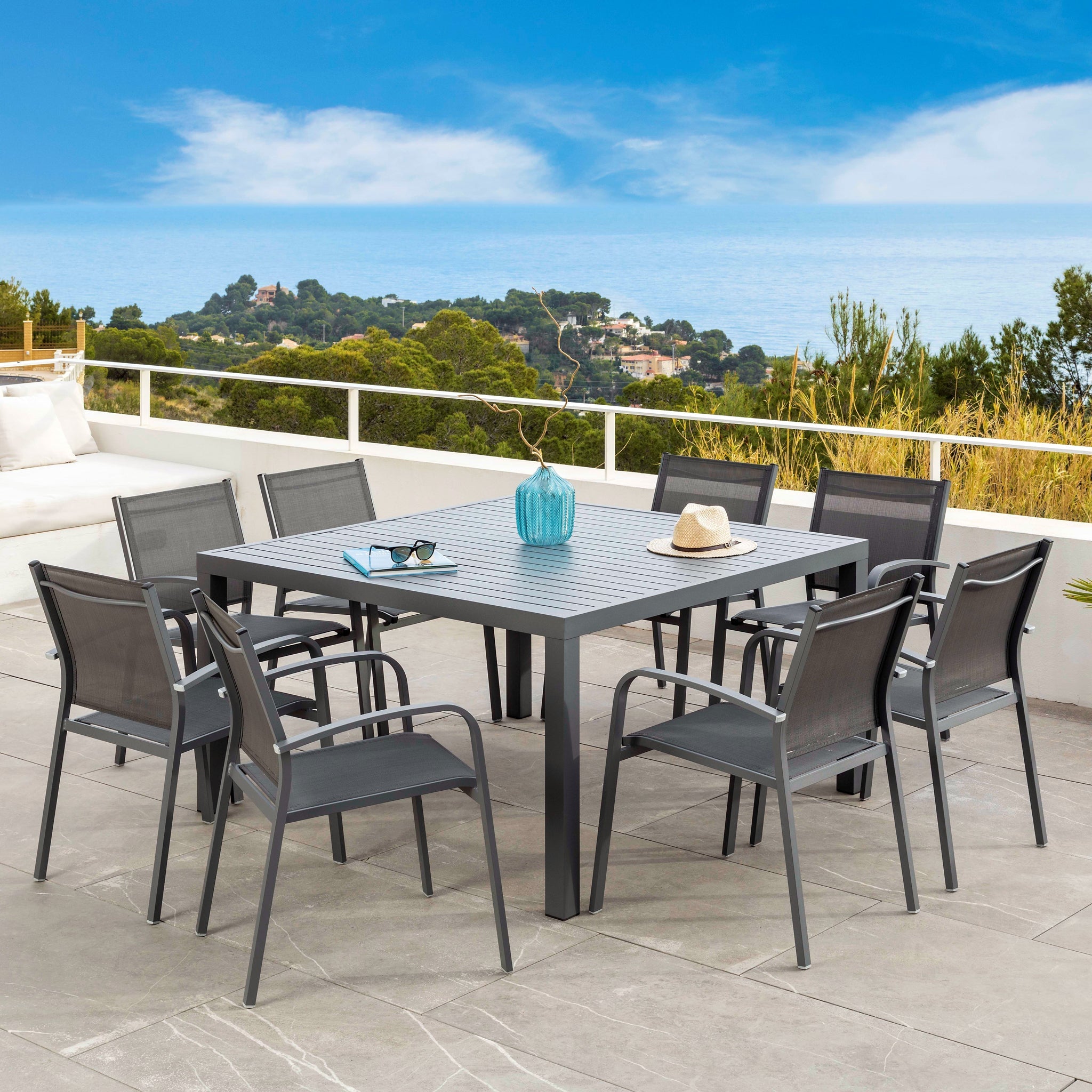 TABLEDEJARDINMURANO136X136GRISARDOISE Mobellianova